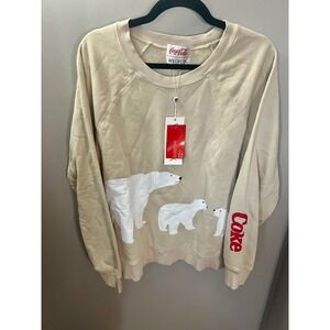 Wildfox Coca-Cola Polar Bear Limited Edition Sweatshirt Tan XL NWT